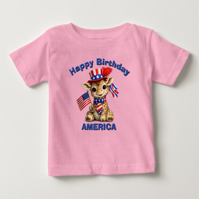 Giraffe (5am) Patriotic Kid T-Shirt (Frente)