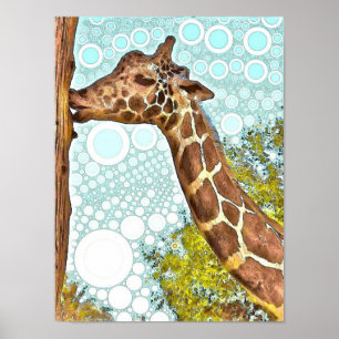 Giraffe Kiss Poster