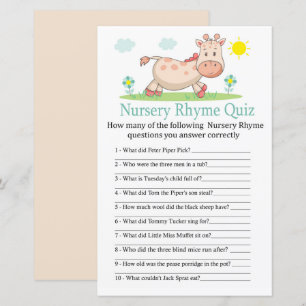 Giraffe Nursery Rhyme jogo de chá de fraldas do Q