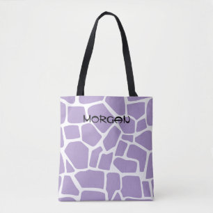 Giraffe Pattern Tote Bag - Design roxo e branco