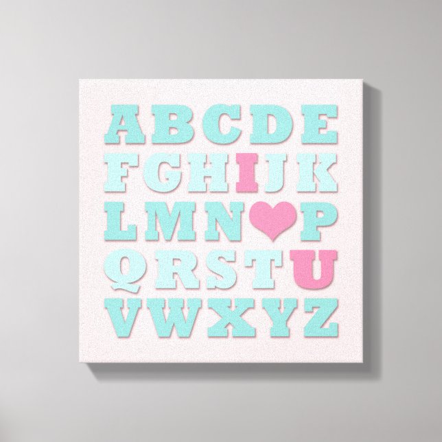 Giraffe Pink Mint Aqua Teal Wall Art Canvas (Frente)