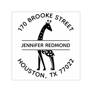 Giraffe Round Endereço de Devolução Carimbo