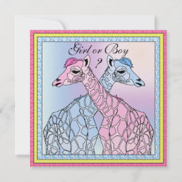 Giraffe Sexo de Bebê Convite de festas Revelação