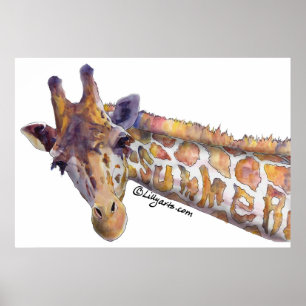 Giraffe Summer Watercolor Poster