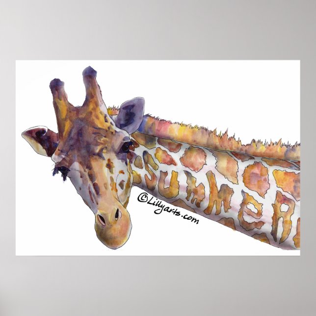 Giraffe Summer Watercolor Poster (Frente)