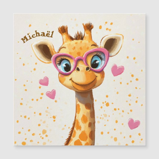 Giraffe Valentine's Day Heart Badge Kids School (Frente)