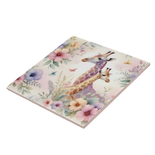 Giraffe Watercolor Wall and Floor Azulejos (Lateral)