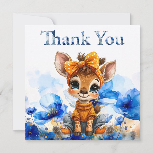 Giraffe with polka dot bow Thank you (Frente)