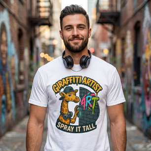 Giraffiti Artista T-Shirt - Girafa Grafite Engraça
