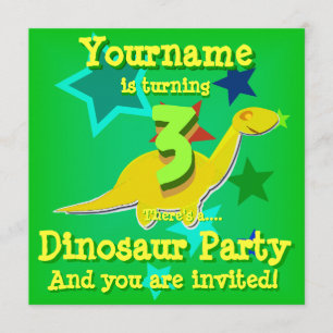 Girando 3 convites de festas do dinossauro do