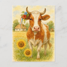 Girasóis da Vaca Ucraniana Cartão Postal Postcross