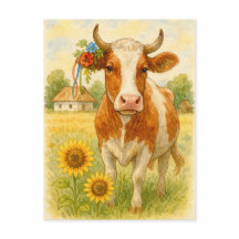 Girasóis da Vaca Ucraniana Cartão Postal Postcross