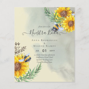 Girasoles de Invitación de Boda Econômica Bilingüe