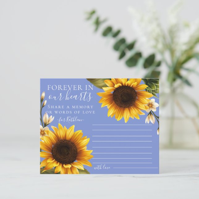 Girassóis azuis empoeirados compartilham um cartão (Em pé/Frente)