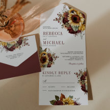 Girassóis Burgundy Floral Casamento