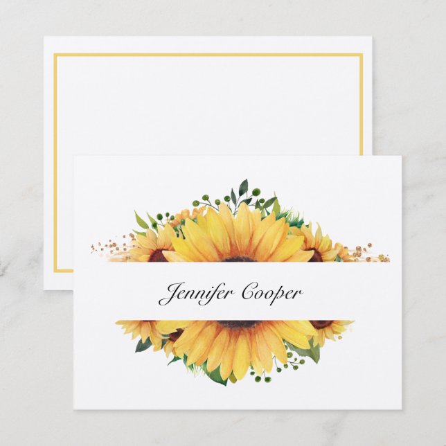 Girassóis Da Sua Mesa Um Cartão De Nota Pessoal (Frente/Verso)