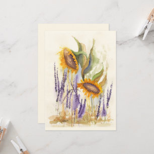 Girassóis e cartões de saudação de Lavanda