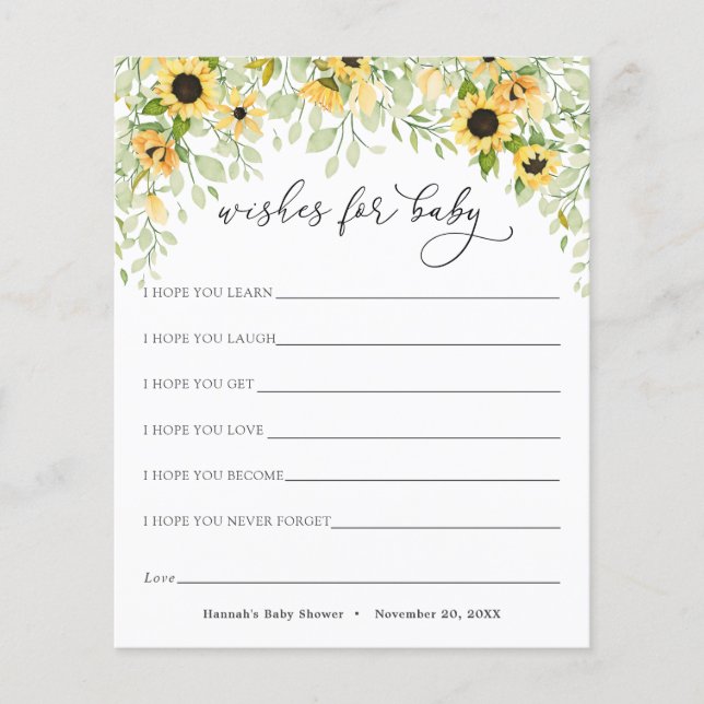 Girassóis e Greenerescentes Desejos para Bebê (Frente)