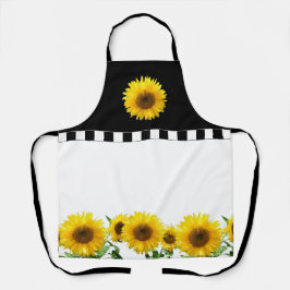 Girassóis em Apron Negro e Branco