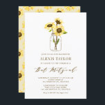 Girassóis em Mason Jar Bat Mitzvah Convite<br><div class="desc">Bat Mitzvah,  um convite com girassóis amarelos em um jarro de mason com borboletas. Este convite floral do Bat Mitzvah é completamente personalizável.</div>