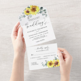 Girassóis Eucalyptus Marinho Floral Casamento RSVP