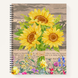Girassóis, Flores de Aquarela, Jornal Vintage