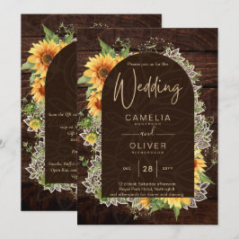 Girassóis russos Elegantes e Convite de casamento 
