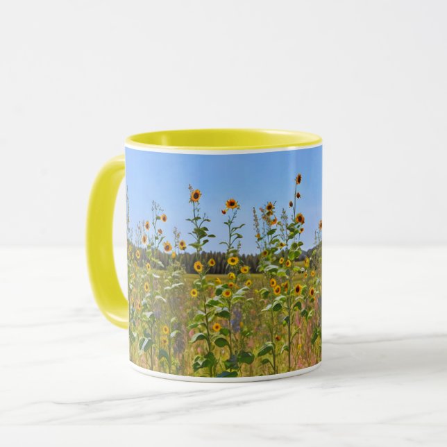 Girassóis Selvagens Canecas de Arte de Flores Amar (Frente Esquerda)