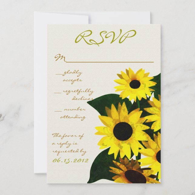 Girassóis Sunny — cartões rsvp (Frente)