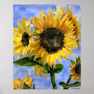 Girassol 01 Pinturas por Aquarela Impressão