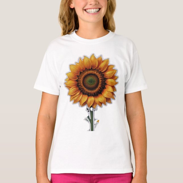 Girassol | Camiseta Básica de Menina (Frente)