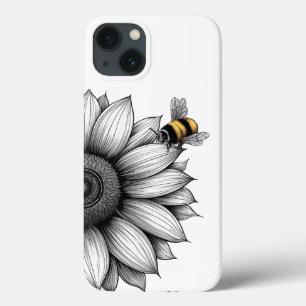 Girassol com bee Black e White iphone 13 Case