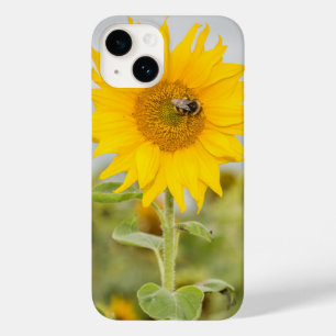 Girassol com iPhone 14 de abelha
