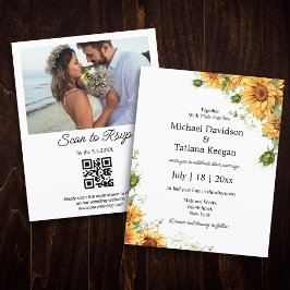 girassol floral qr código foto convite para casame