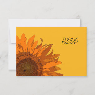 Girassol Laranja no Cartão RSVP de Casamento Amare