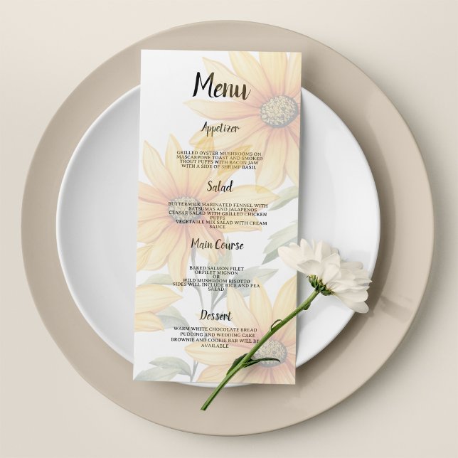 Girassol verde-laranja, verão floral Menu Casament (Orange green sunflower summer floral Wedding Menu )