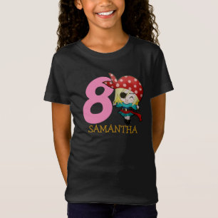 GIRL Festa de aniversário Pirate 8º Nome T-Shirt