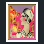 "Girl & Fruta Tree" Art Deco Impressão<br><div class="desc">Poster de design de art deco em cores vivas e únicas,  intituladas "Árvore de Frutas e Rapariga".</div>