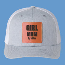 Girl Mom Leather Patch Hat with Name