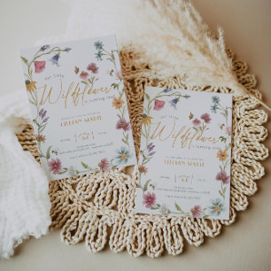 Girl Watercolor Wildflower Birthday Convite