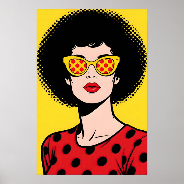 Girl with Yellow Shades Pop Art Poster (Frente)