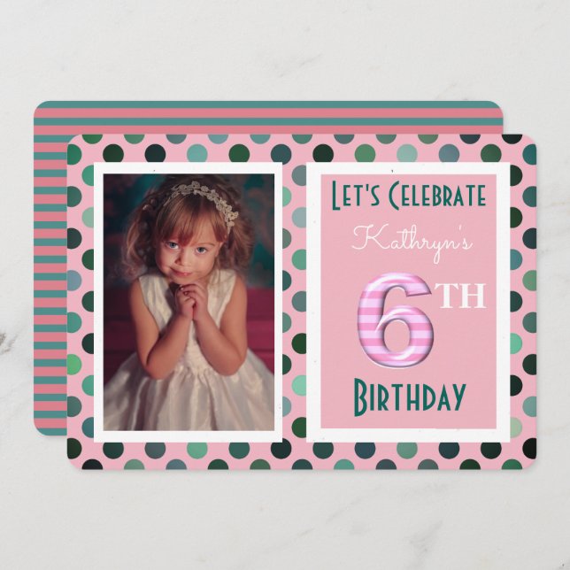Girls 6 Convite de aniversário (Frente/Verso)