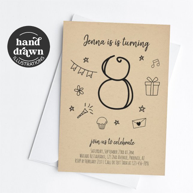 Girls 8th Convite de aniversário (Criador carregado)