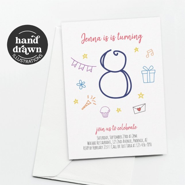 Girls 8th Convite de aniversário (Criador carregado)
