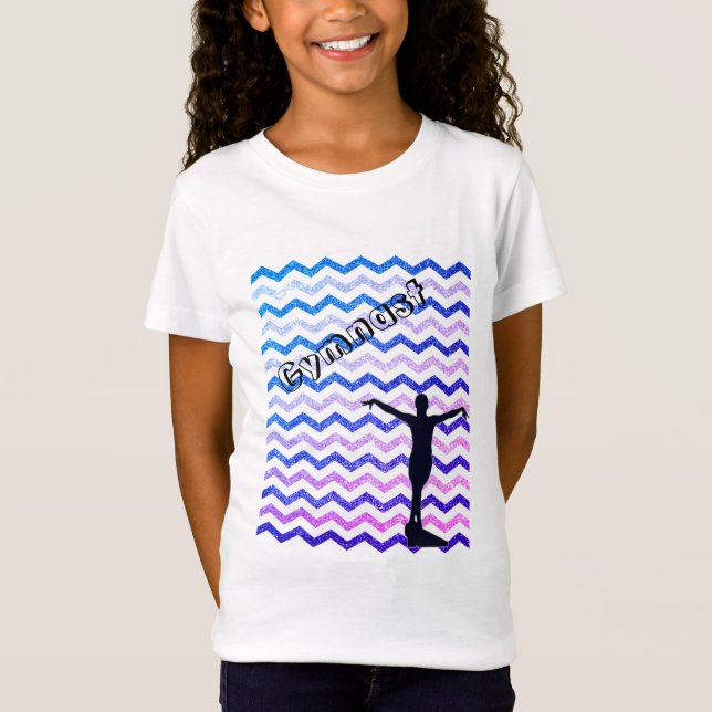 Girls Chevron Gymnast Gymnast T-Shirt (Frente)