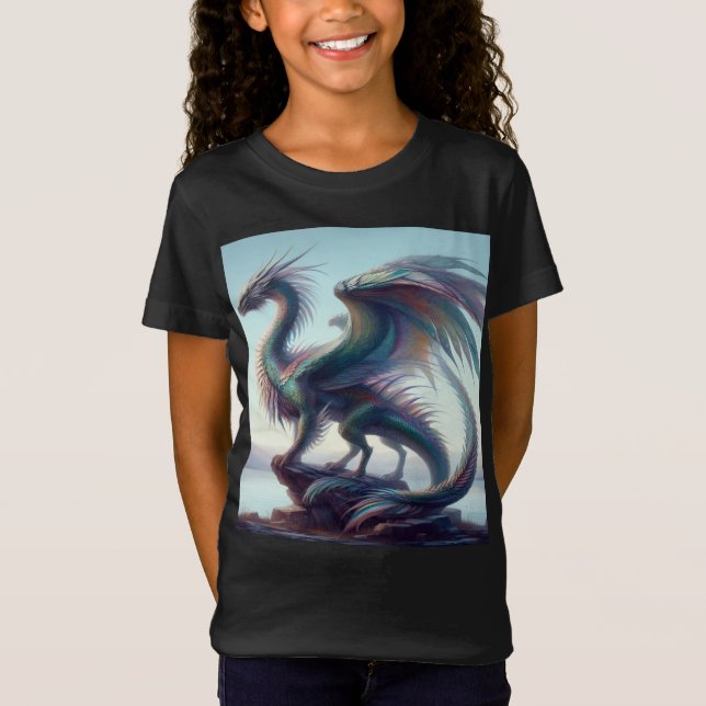 Girl's colorful beautiful dragon t-shirt (Frente)