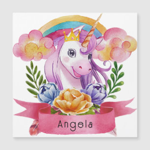 Girls Cute Purple Unicorn Rainbow Nome Personaliza