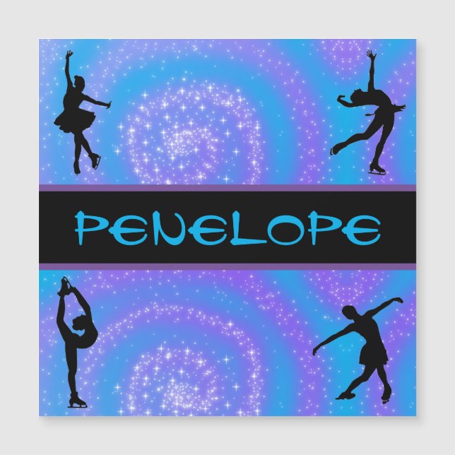 Girls Figure Skating Personalised Magnetic Card (Frente)