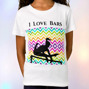 Girls Gymnastics I Love Bar Chevron T-Shirt