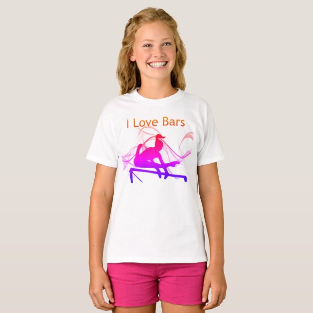 Girls Gymnastics I Love Bares Gymnast T-Shirt (Frente Completa)
